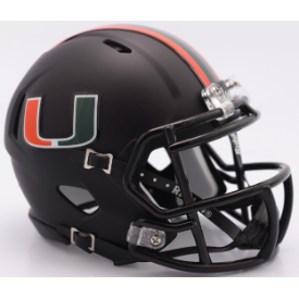 Miami Hurricanes NCAA Mini Speed Football Helmet <i>2017 Nights Satin Black</i>